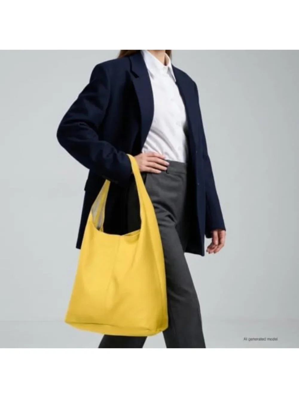 Stylish Yellow Full-Grain Leather Hobo Handbag for Women, Large Capacity, Chic